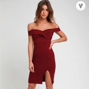 Size small Lulus burgundy / wine off shoulder cocktail dress